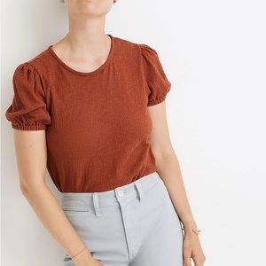 Superlight Puff Sleeve Jacquard Tee Rust size L